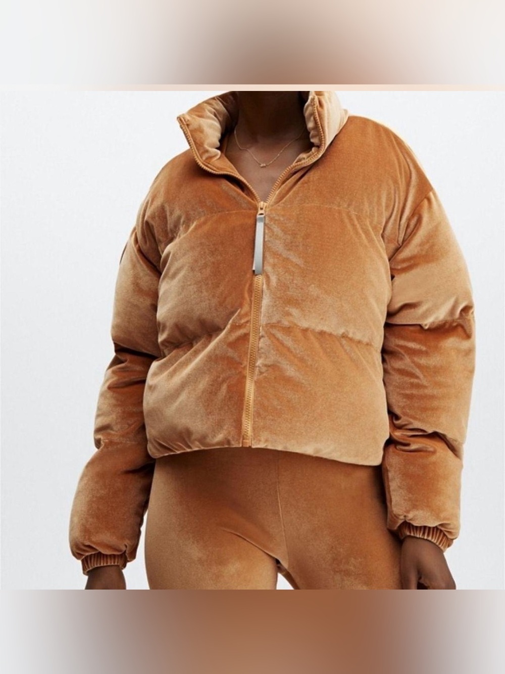 Fabletics Wander Velour Cropped Puffer Jacket
